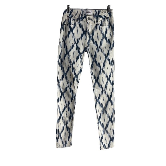 PAIGE Verdugo Ikat Cotton Tribal Print Pants in Blue / White Size 26 - Picture 4 of 7